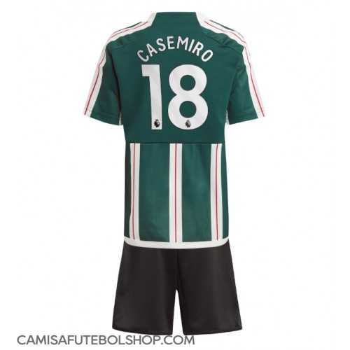 Camisa de time de futebol Manchester United Casemiro #18 Replicas 2º Equipamento Infantil 2023-24 Manga Curta (+ Calças curtas)